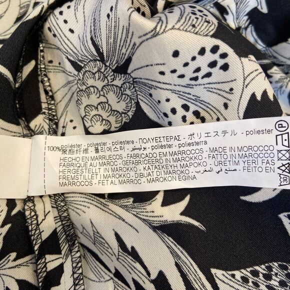 Zara Woman NWOT Black and White Floral Button-Up Belted Straight Dress L - Picture 6 of 6